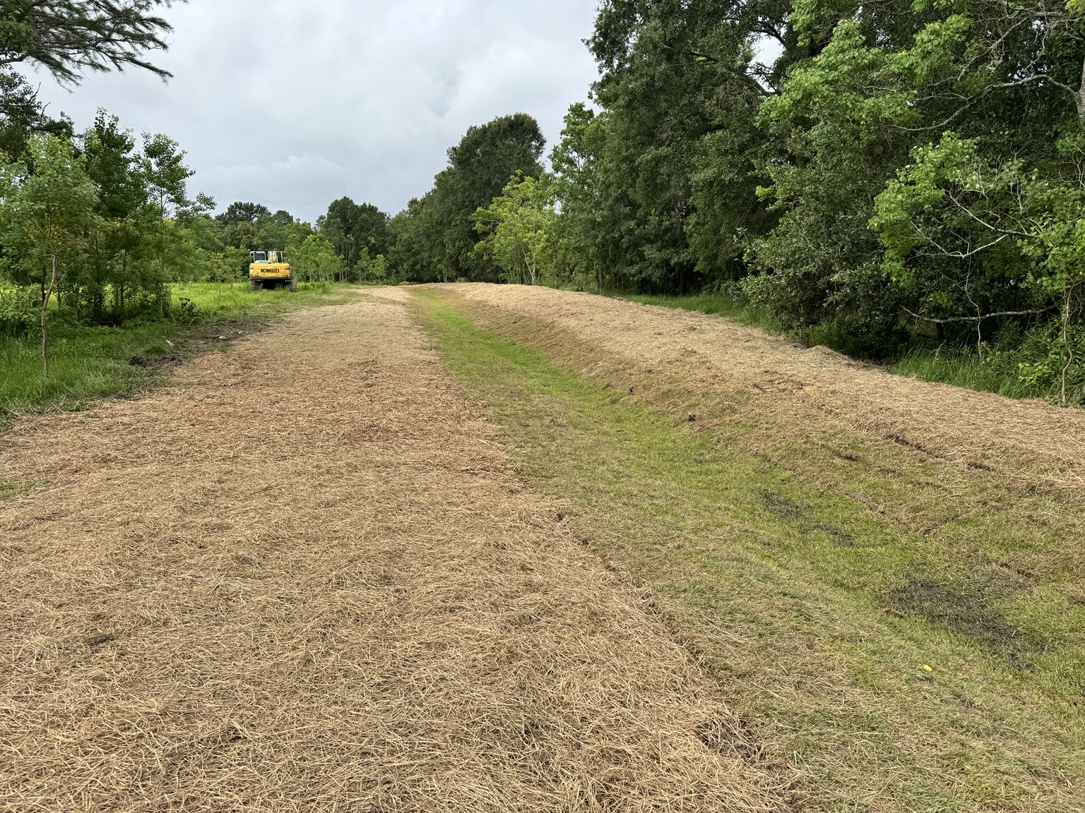 Finished drainage channel with grassed center